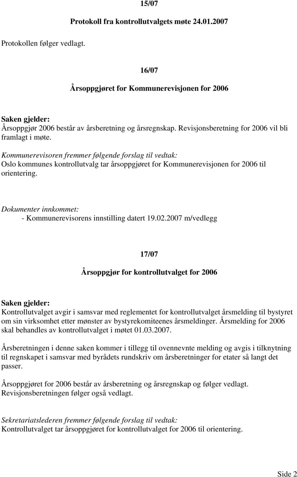 - Kommunerevisorens innstilling datert 19.02.