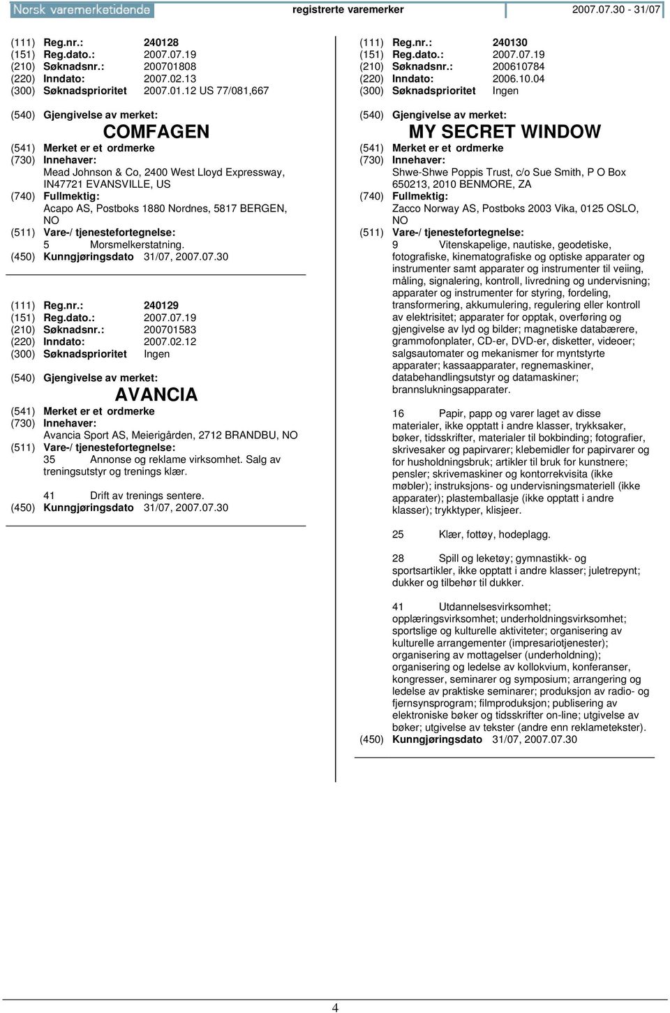 08 (220) Inndato: 2007.02.13 (300) Søknadsprioritet 2007.01.