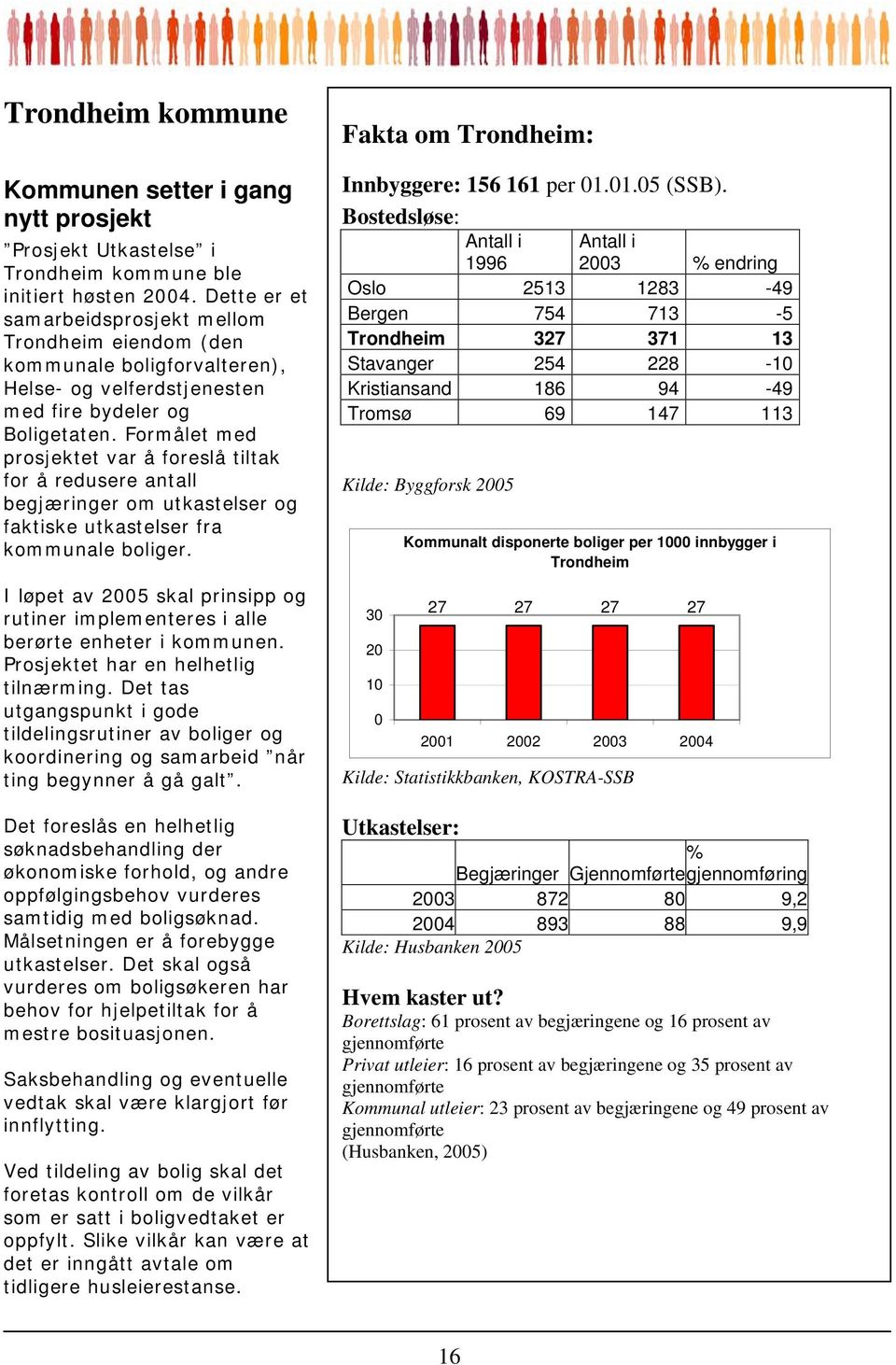 Formålet med prosjektet var å foreslå tiltak for å redusere antall begjæringer om utkastelser og faktiske utkastelser fra kommunale boliger.