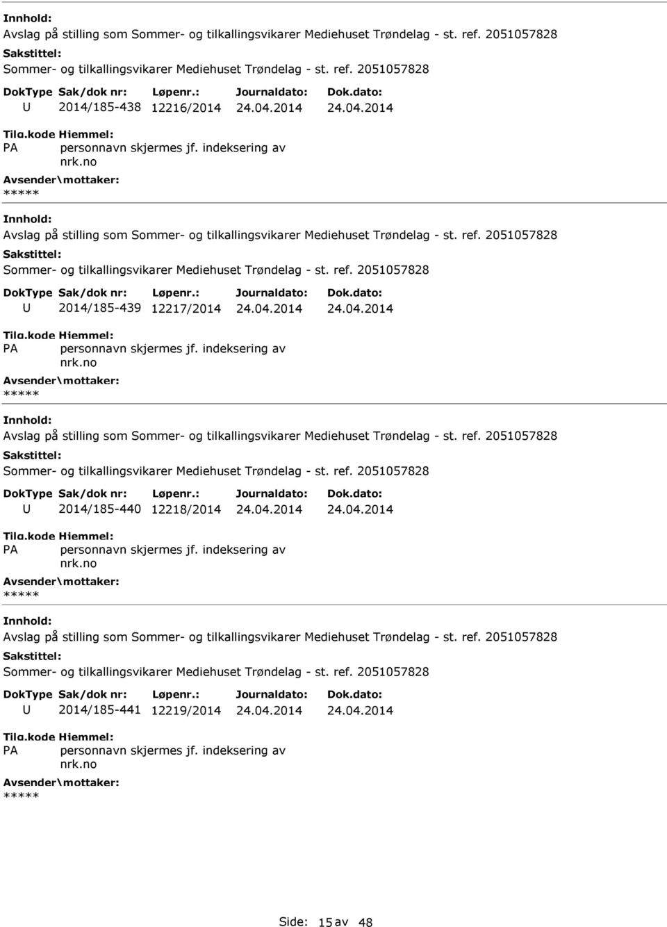 Avslag på stilling som 2014/185-440 12218/2014