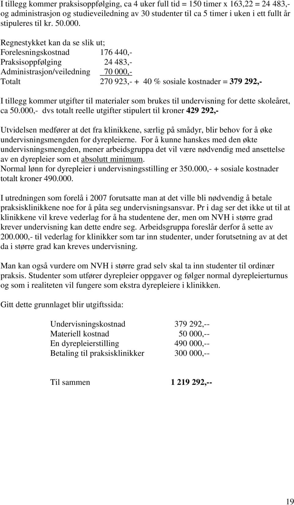 utgifter til materialer som brukes til undervisning for dette skoleåret, ca 50.