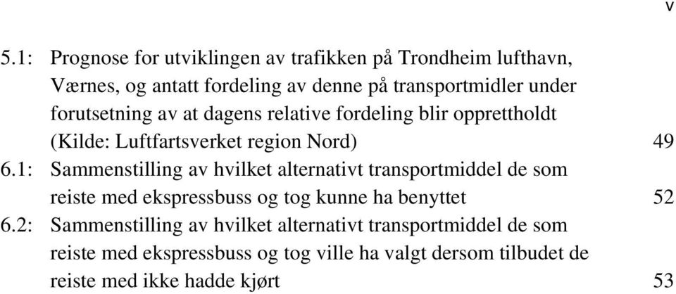 1: Sammenstilling av hvilket alternativt transportmiddel de som reiste med ekspressbuss og tog kunne ha benyttet 52 6.