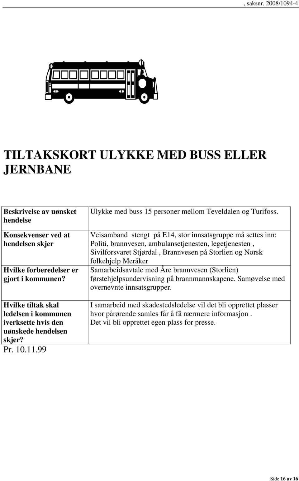 Veisamband stengt på E14, stor innsatsgruppe må settes inn: Politi, brannvesen, ambulansetjenesten, legetjenesten, Sivilforsvaret Stjørdal, Brannvesen på Storlien og Norsk folkehjelp Meråker