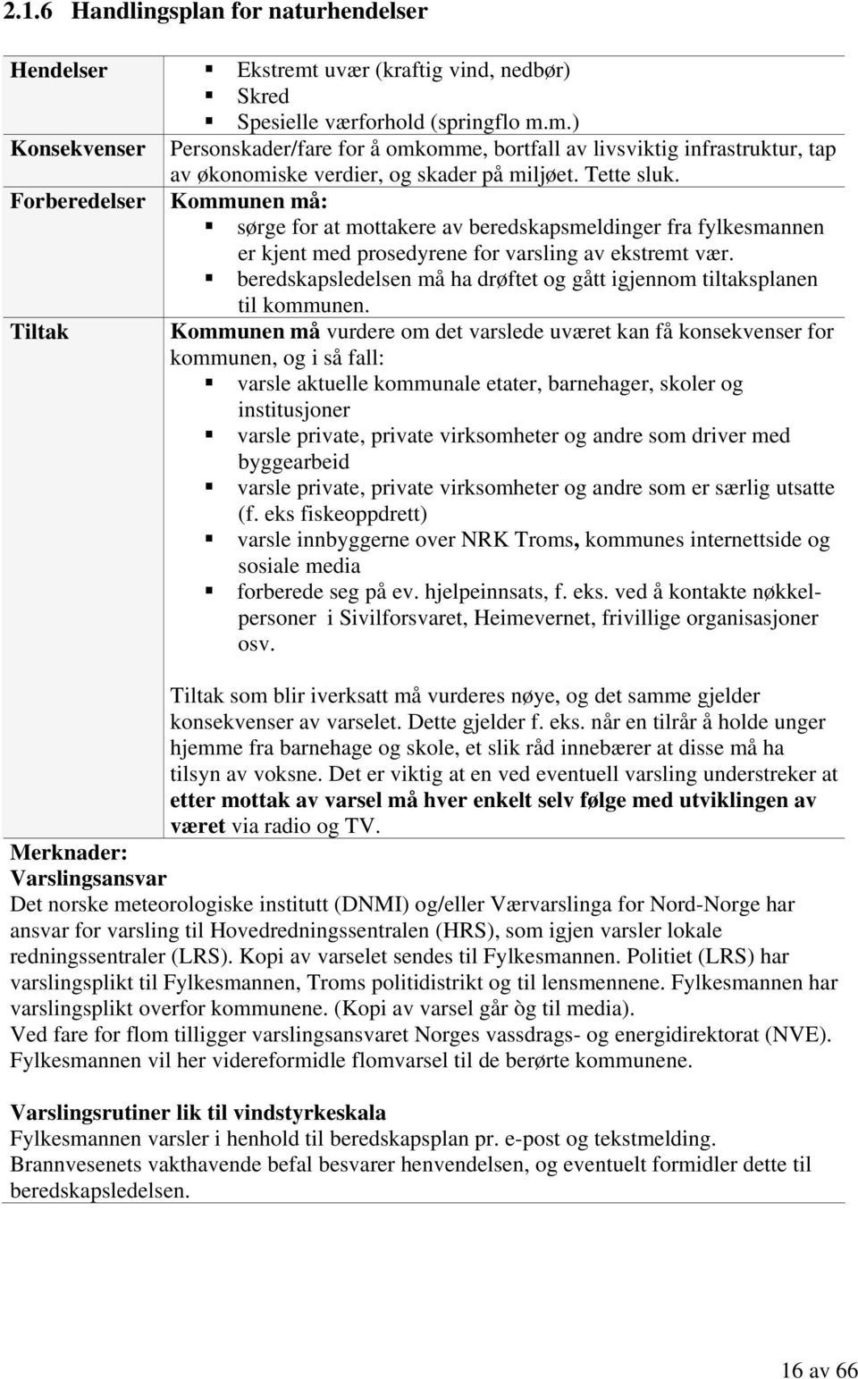 Tette sluk. Kommunen må: sørge for at mottakere av beredskapsmeldinger fra fylkesmannen er kjent med prosedyrene for varsling av ekstremt vær.