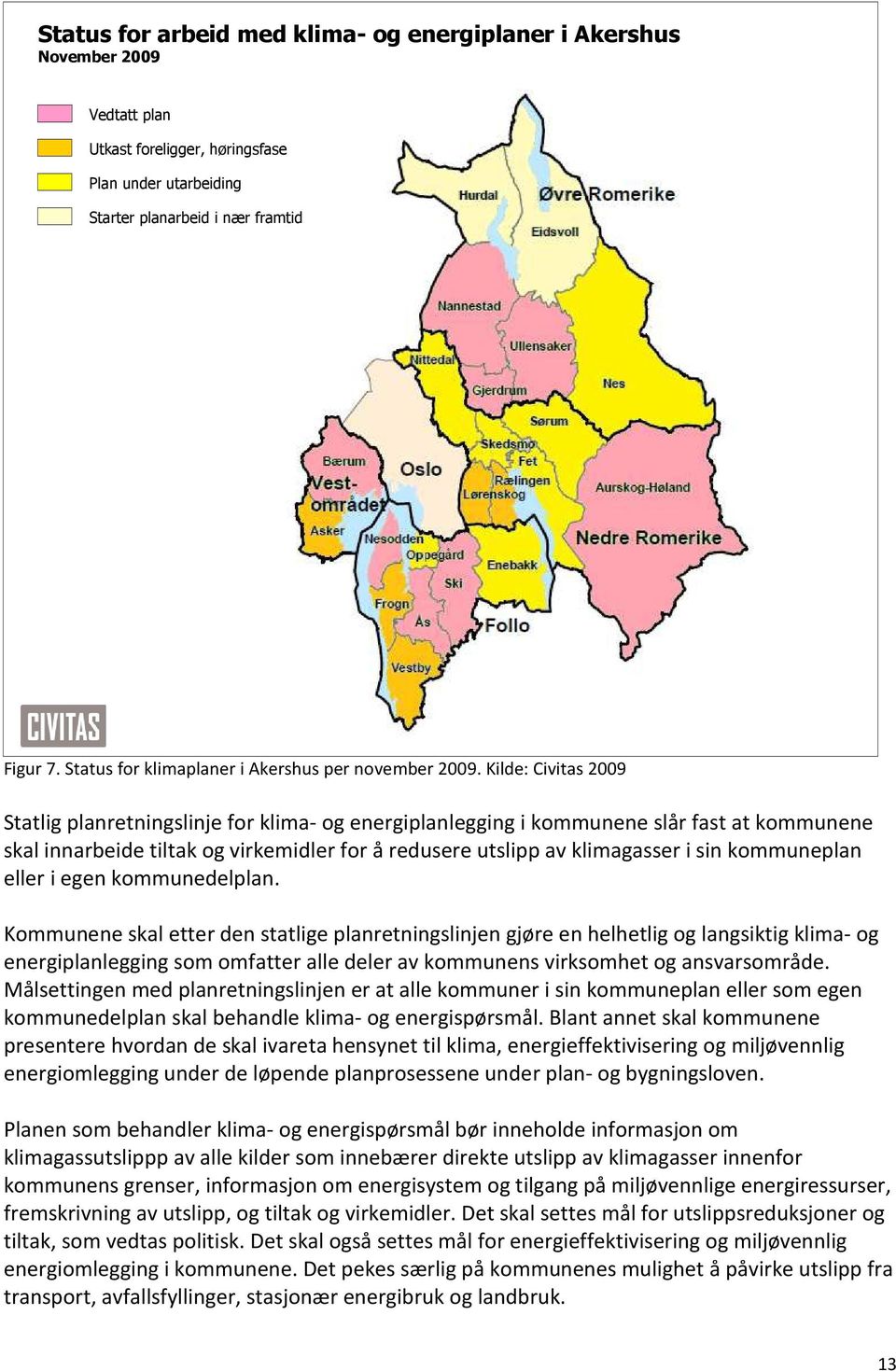 Kilde: Civitas 2009 Statlig planretningslinje for klima- og energiplanlegging i kommunene slår fast at kommunene skal innarbeide tiltak og virkemidler for å redusere utslipp av klimagasser i sin