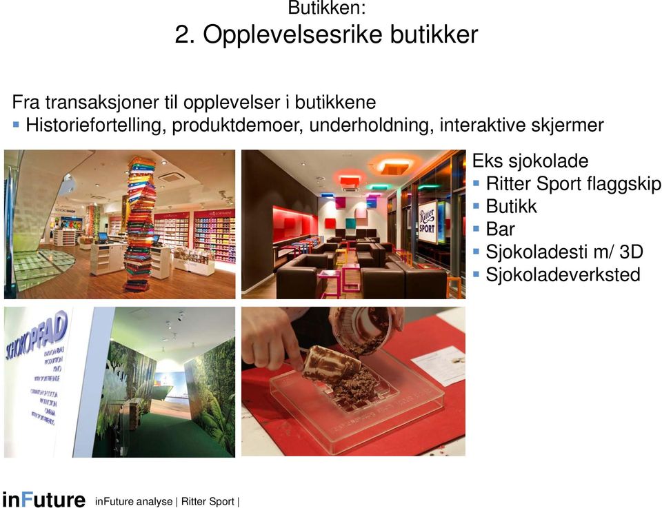 butikkene Historiefortelling, produktdemoer, underholdning,