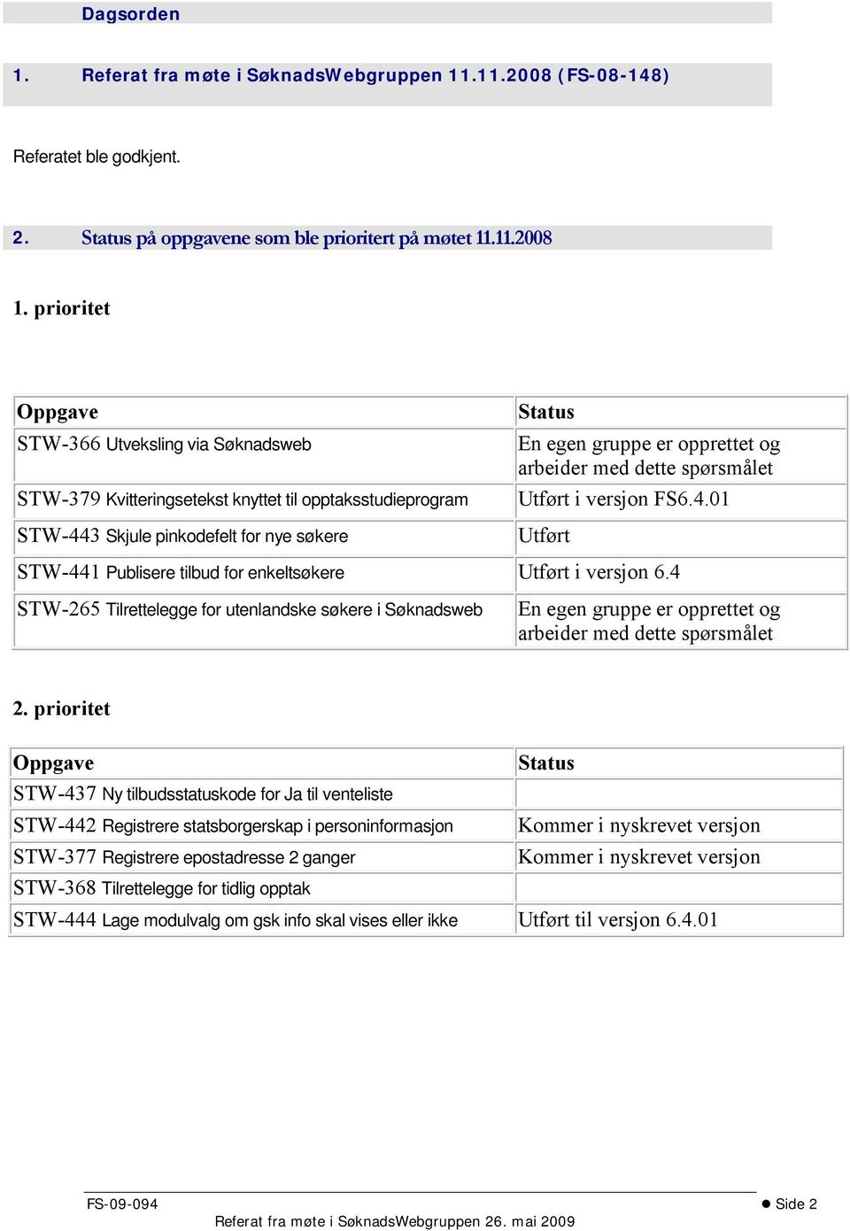 med dette spørsmålet Utført i versjon FS6.4.01 Utført STW-441 Publisere tilbud for enkeltsøkere Utført i versjon 6.