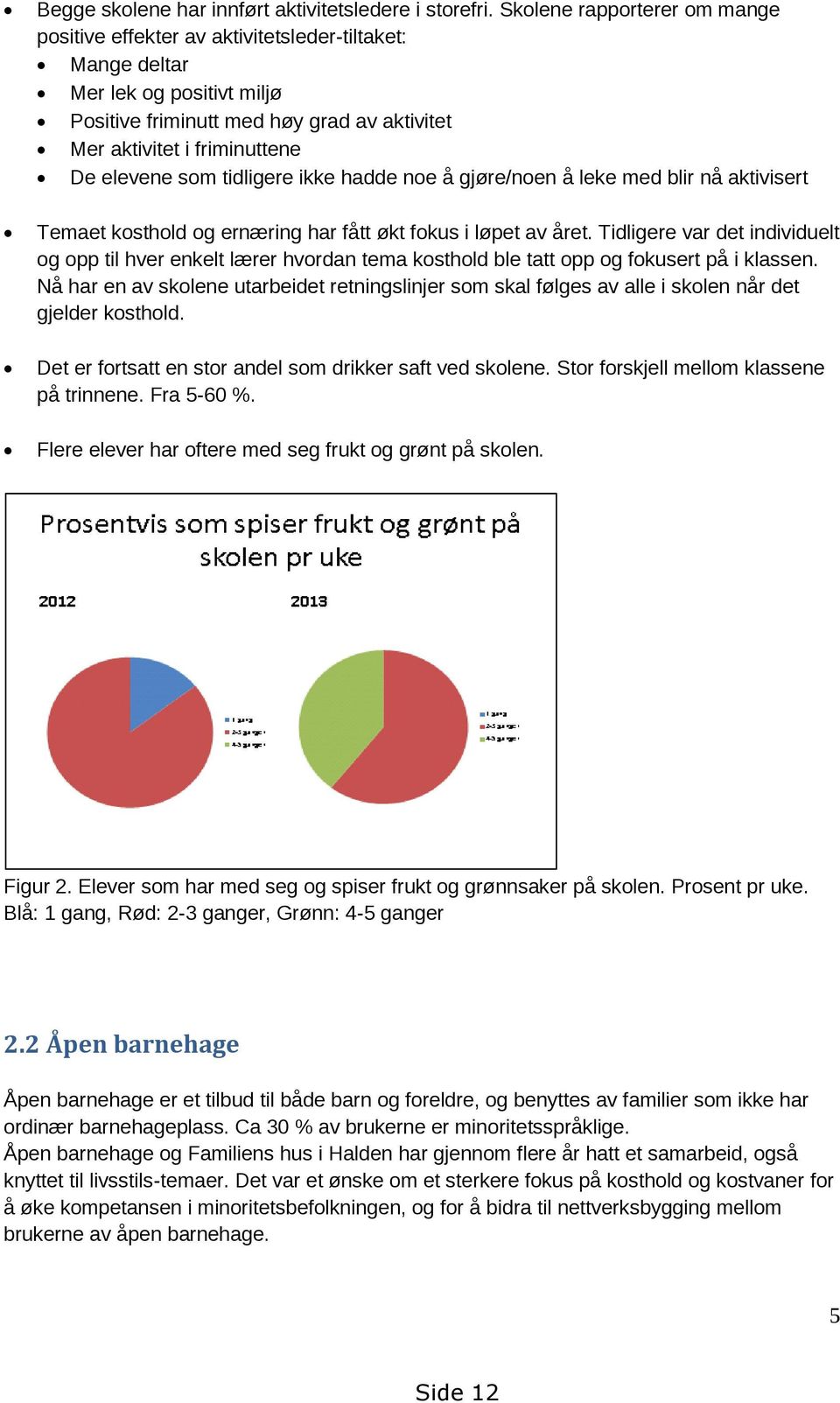 som tidligere ikke hadde noe å gjøre/noen å leke med blir nå aktivisert Temaet kosthold og ernæring har fått økt fokus i løpet av året.