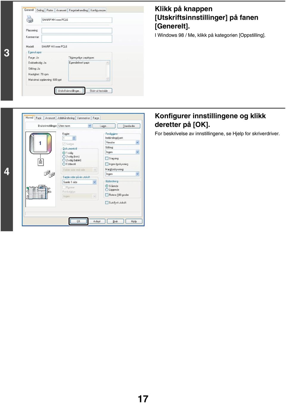 I Windows 98 / Me, klikk på kategorien [Oppstilling].