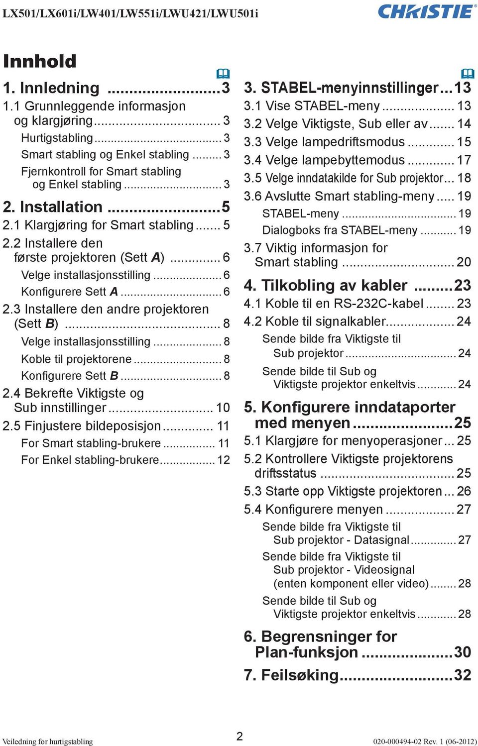 3 Installere den andre projektoren (Sett B)... 8 Velge installasjonsstilling... 8 Koble til projektorene... 8 Konfigurere Sett B... 8 2.4 Bekrefte Viktigste og Sub innstillinger... 10 2.