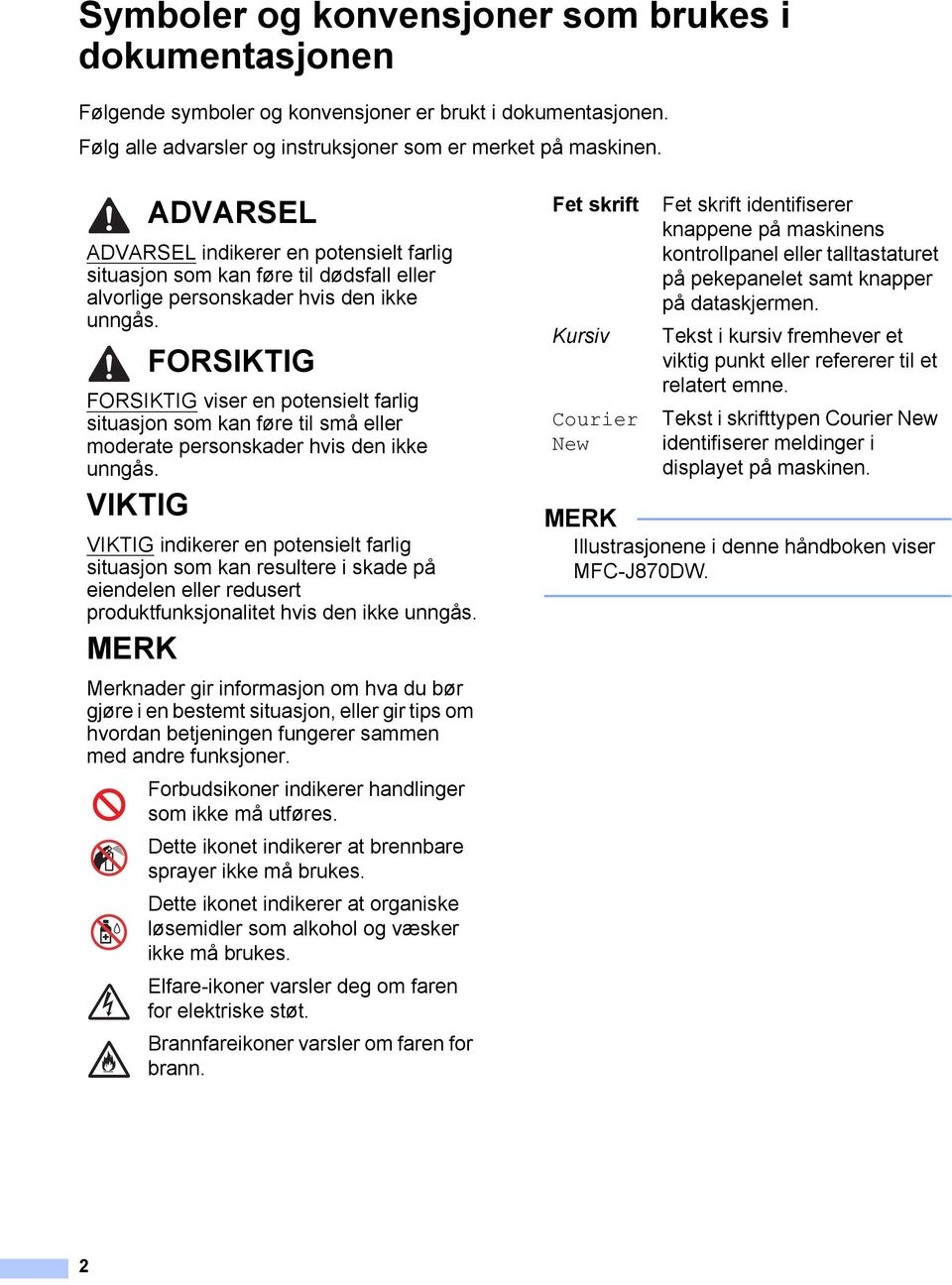 FORSIKTIG FORSIKTIG viser en potensielt farlig situasjon som kan føre til små eller moderate personskader hvis den ikke unngås.