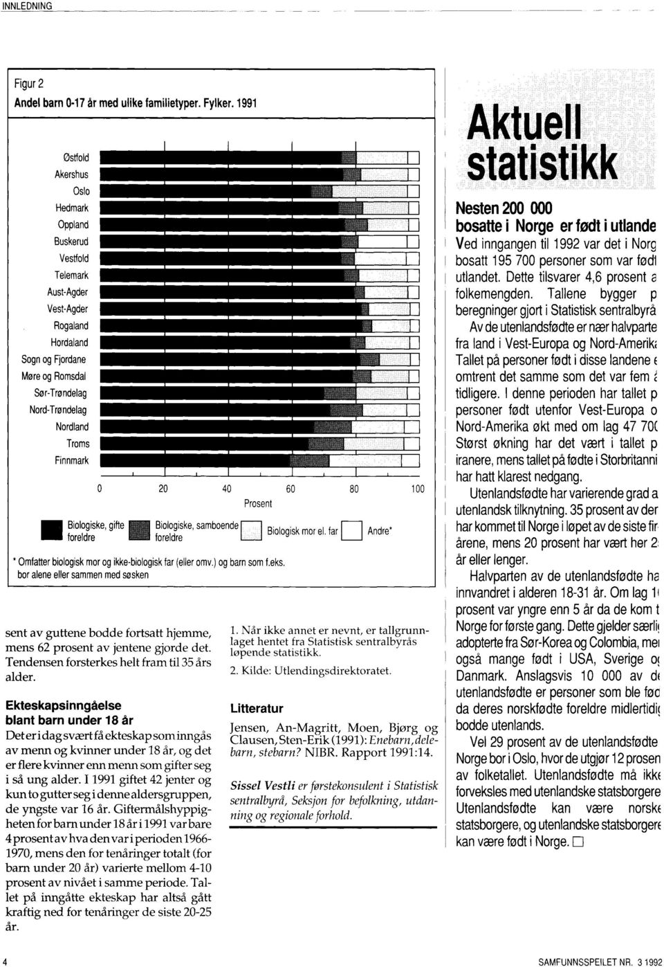 Finnmark o 40 60 80 100 Prosent Biologiske, gifte Biologiske, samboende foreldre foreldre * Omfatter biologisk mor og ikke-biologisk far (eller omv.) og barn som f.eks.