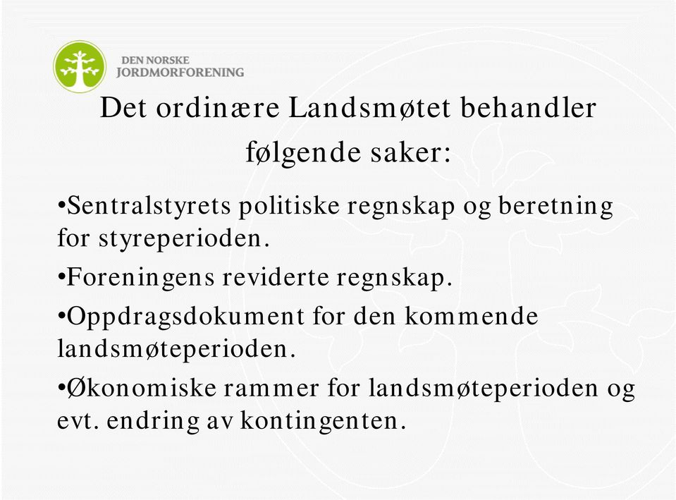 Foreningens reviderte regnskap.