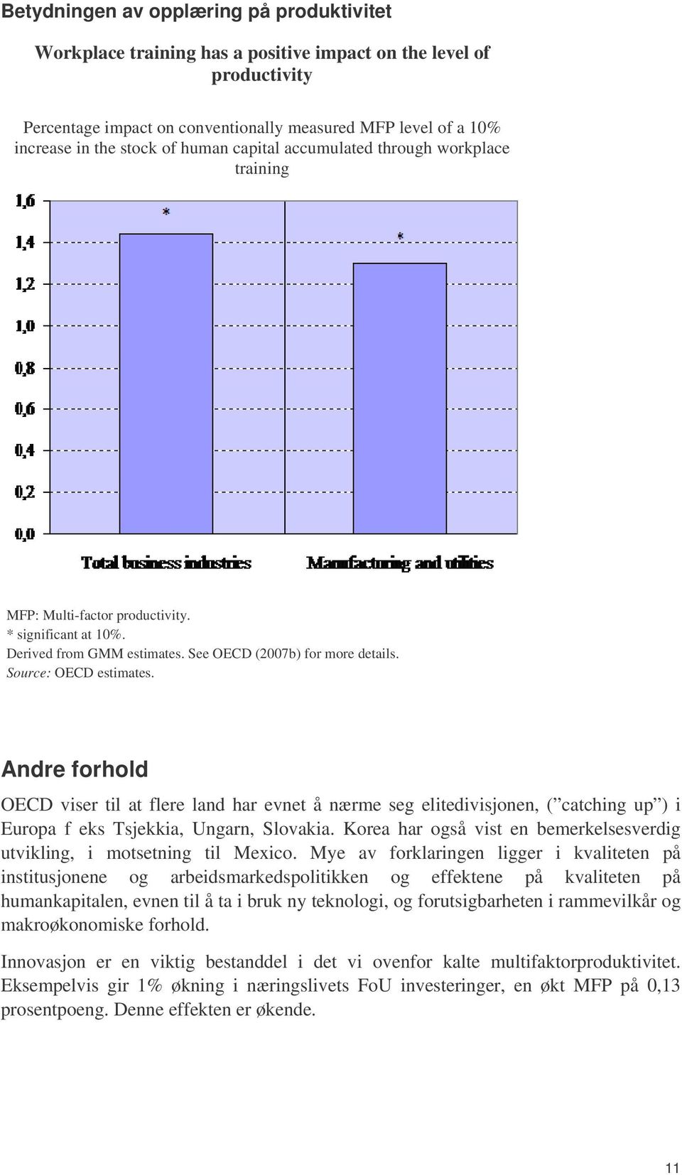 Andre forhold OECD viser til at flere land har evnet å nærme seg elitedivisjonen, ( catching up ) i Europa f eks Tsjekkia, Ungarn, Slovakia.