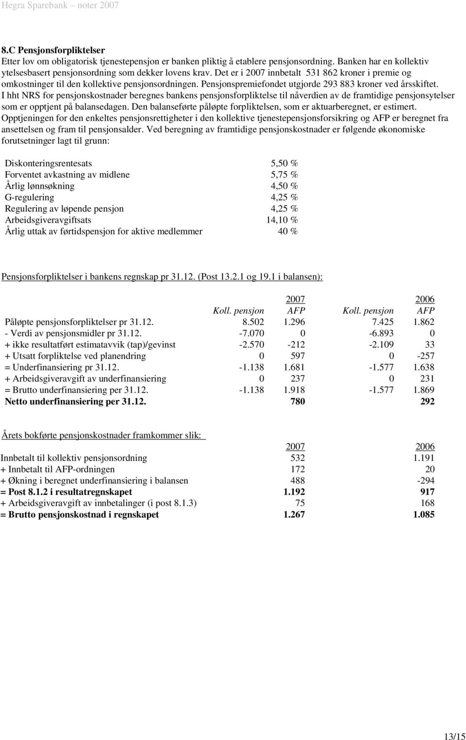 I hht NRS for pensjonskostnader beregnes bankens pensjonsforpliktelse til nåverdien av de framtidige pensjonsytelser som er opptjent på balansedagen.