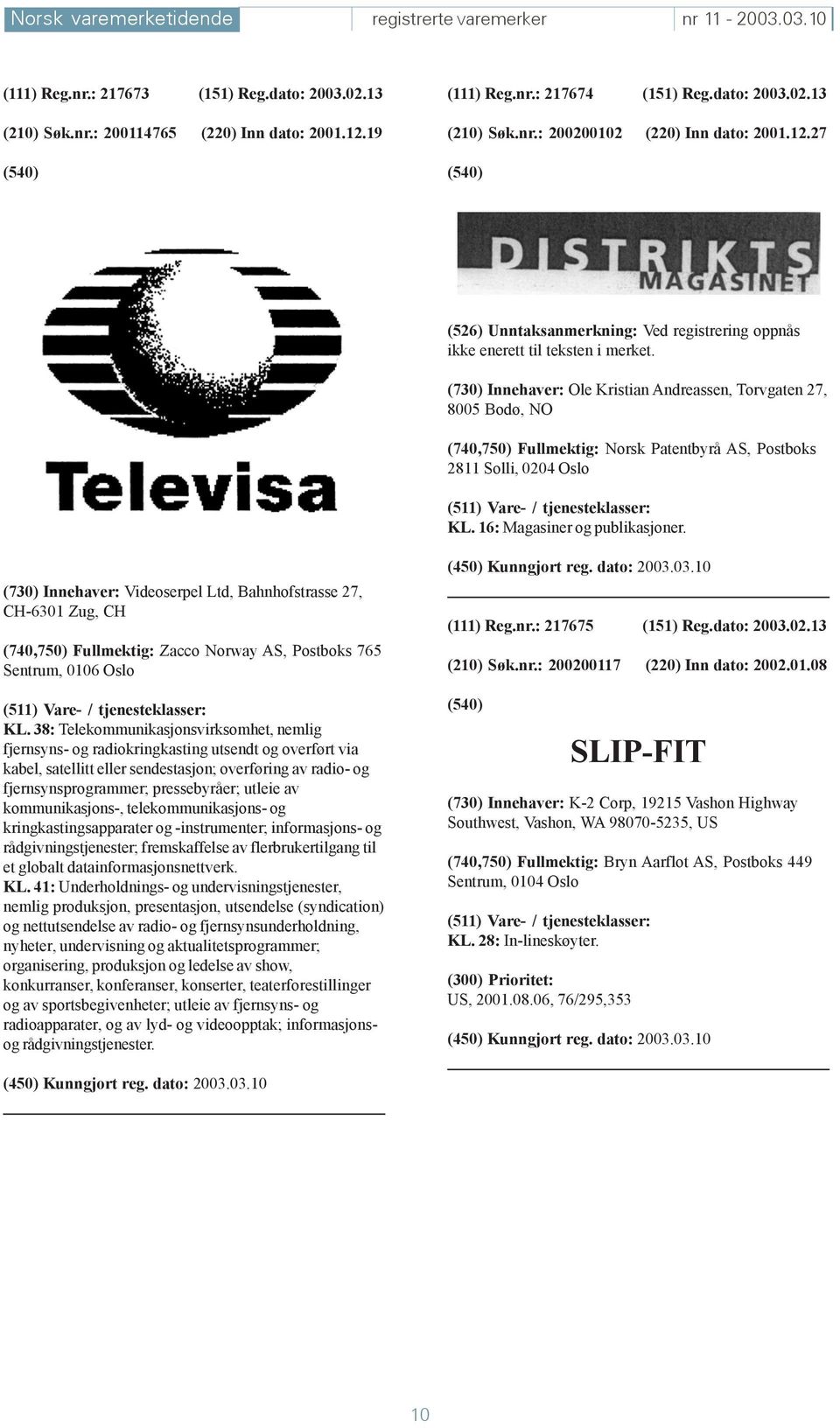 (730) Innehaver: Ole Kristian Andreassen, Torvgaten 27, 8005 Bodø, NO (740,750) Fullmektig: Norsk Patentbyrå AS, Postboks 2811 Solli, 0204 Oslo KL. 16: Magasiner og publikasjoner.