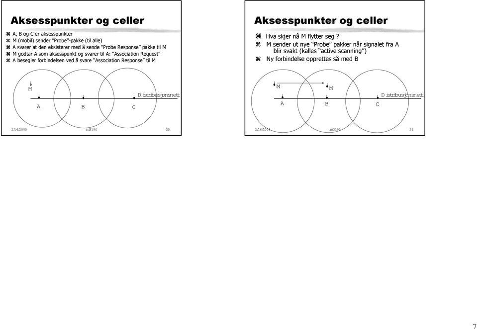 Response til M Aksesspunkter og celler Hva skjer nå M flytter seg?