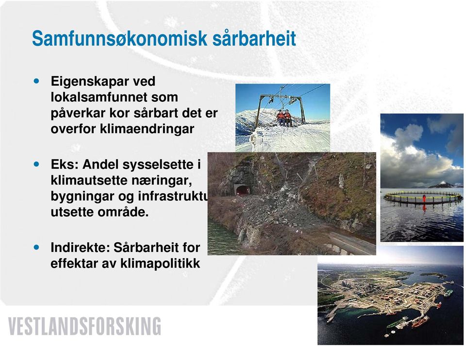 sysselsette i klimautsette næringar, bygningar og infrastruktur