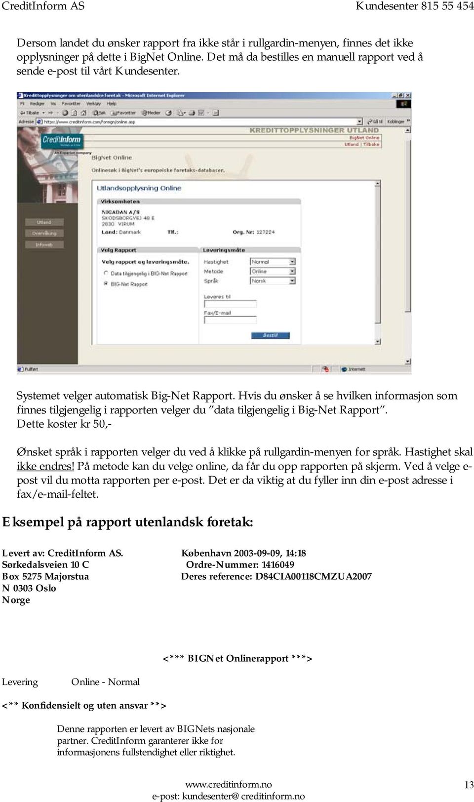 Hvis du ønsker å se hvilken informasjon som finnes tilgjengelig i rapporten velger du data tilgjengelig i Big-Net Rapport.