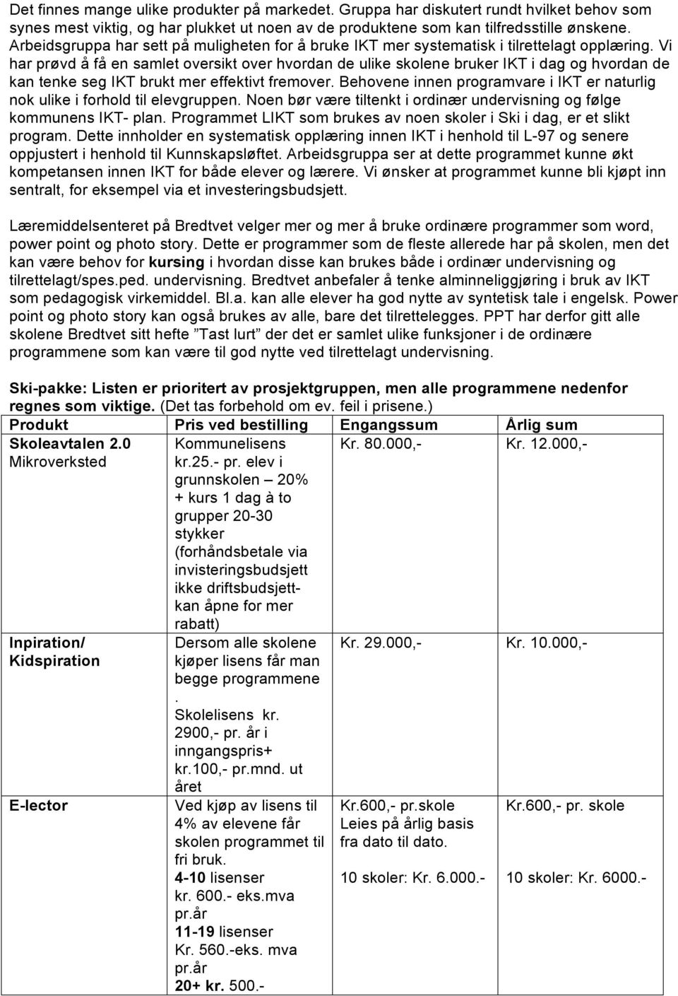 Vi har prøvd å få en samlet oversikt over hvordan de ulike skolene bruker IKT i dag og hvordan de kan tenke seg IKT brukt mer effektivt fremover.