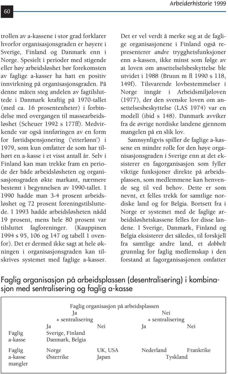 På denne måten steg andelen av fagtilsluttede i Danmark kraftig på 1970-tallet (med ca. 16 prosentenheter) i forbindelse med overgangen til massearbeidsløshet (Scheuer 1992 s 177ff).