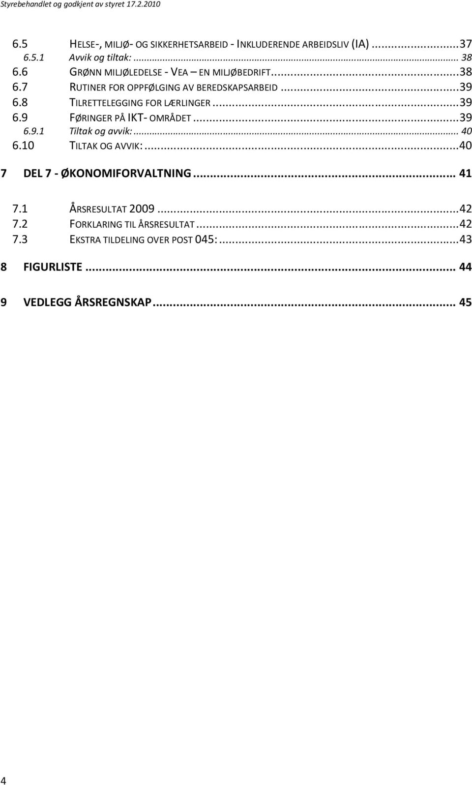 8 TILRETTELEGGING FOR LÆRLINGER... 39 6.9 FØRINGER PÅ IKT- OMRÅDET... 39 6.9.1 Tiltak og avvik:... 40 6.10 TILTAK OG AVVIK:.