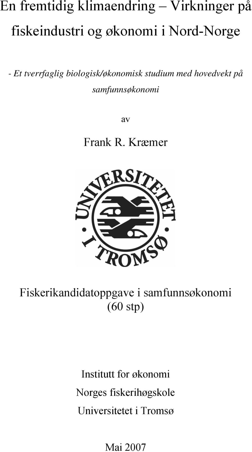 samfunnsøkonomi av Frank R.