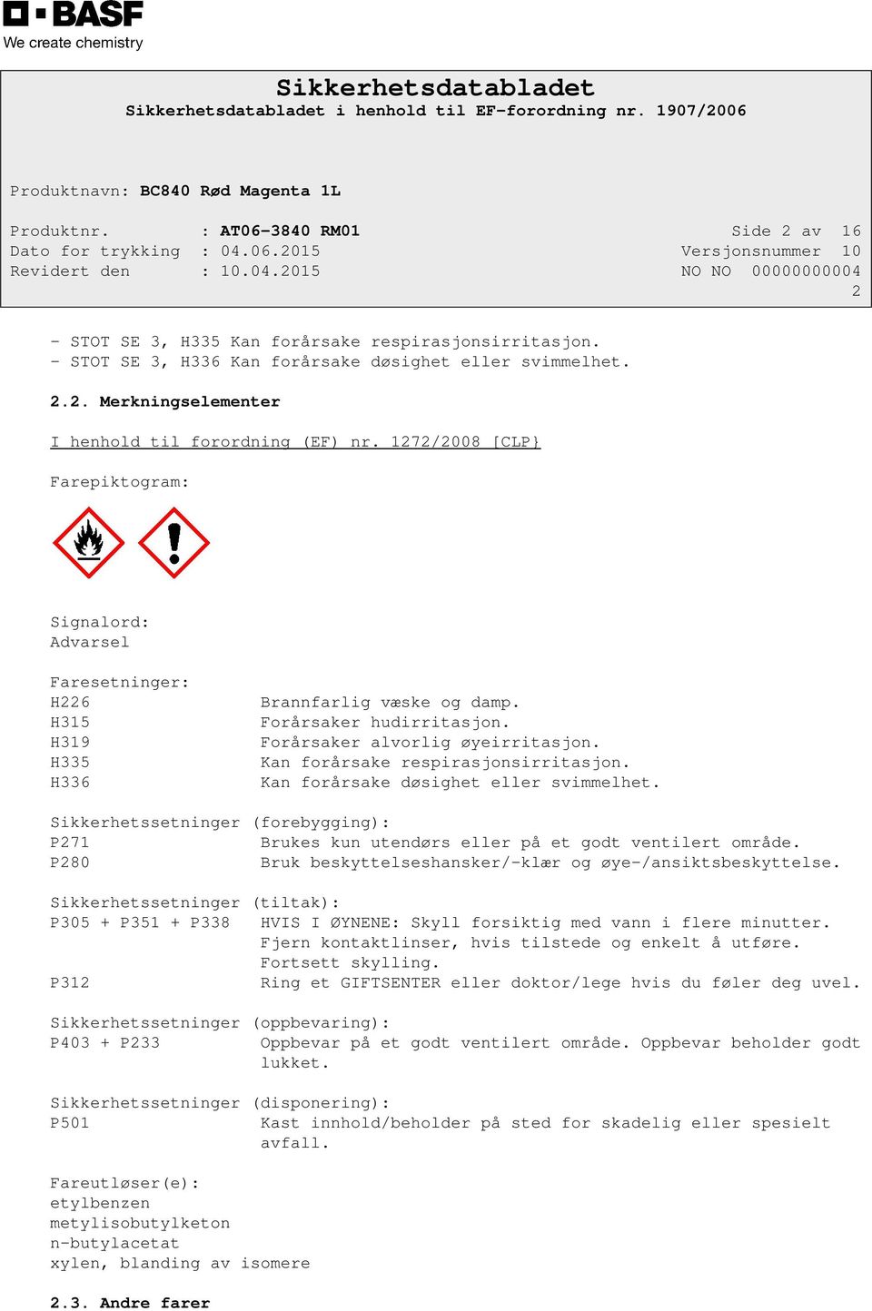 Kan forårsake respirasjonsirritasjon. Kan forårsake døsighet eller svimmelhet. Sikkerhetssetninger (forebygging): P271 Brukes kun utendørs eller på et godt ventilert område.