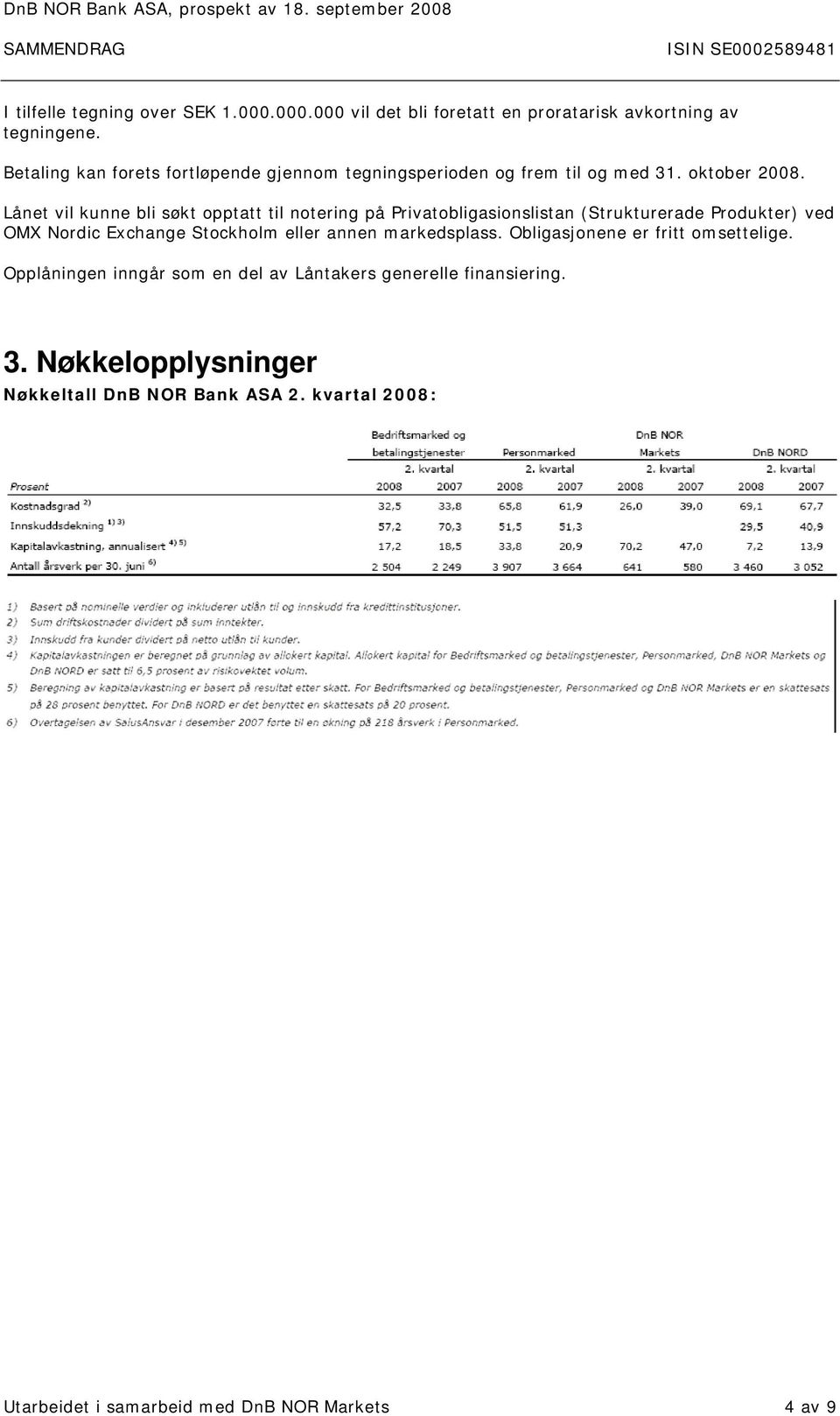 Lånet vil kunne bli søkt opptatt til notering på Privatobligasionslistan (Strukturerade Produkter) ved OMX Nordic Exchange Stockholm eller