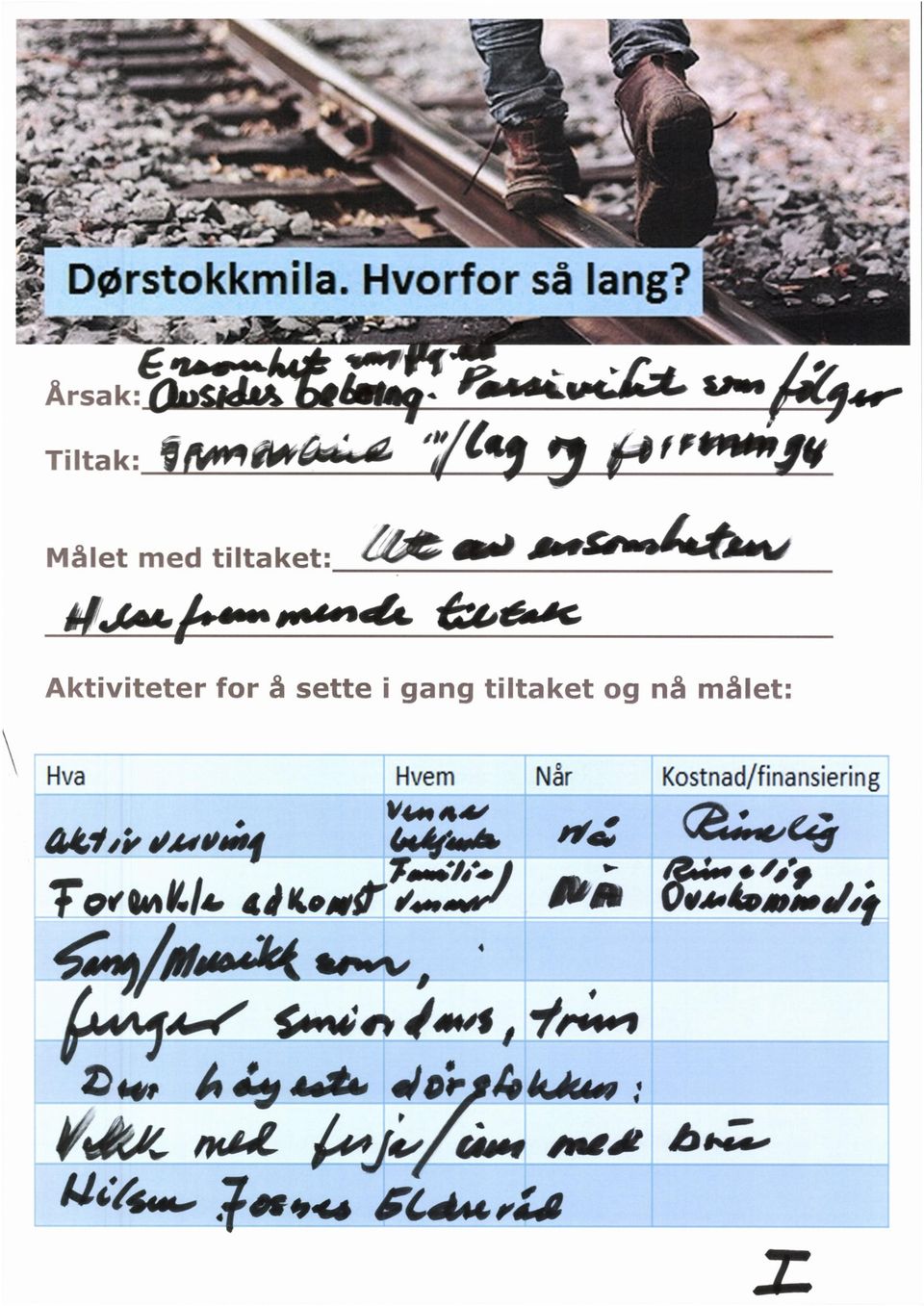 Tiltak: ffifig,4441444t Målet med tiltaket: ale Sed aerinsdait~ ittakan Msdaa egasit Hva Hvem