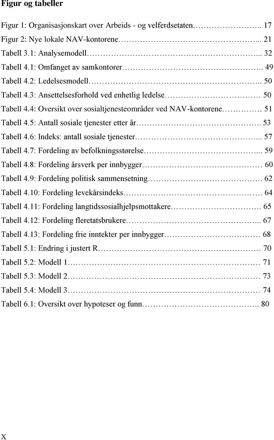 5: Antall sosiale tjenester etter år.. 53 Tabell 4.6: Indeks: antall sosiale tjenester... 57 Tabell 4.7: Fordeling av befolkningsstørelse... 59 Tabell 4.8: Fordeling årsverk per innbygger 60 Tabell 4.