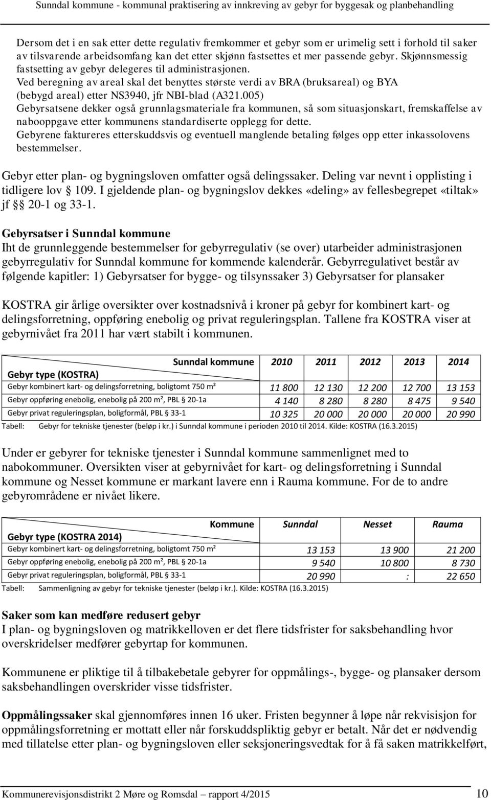 005) Gebyrsatsene dekker også grunnlagsmateriale fra kommunen, så som situasjonskart, fremskaffelse av nabooppgave etter kommunens standardiserte opplegg for dette.