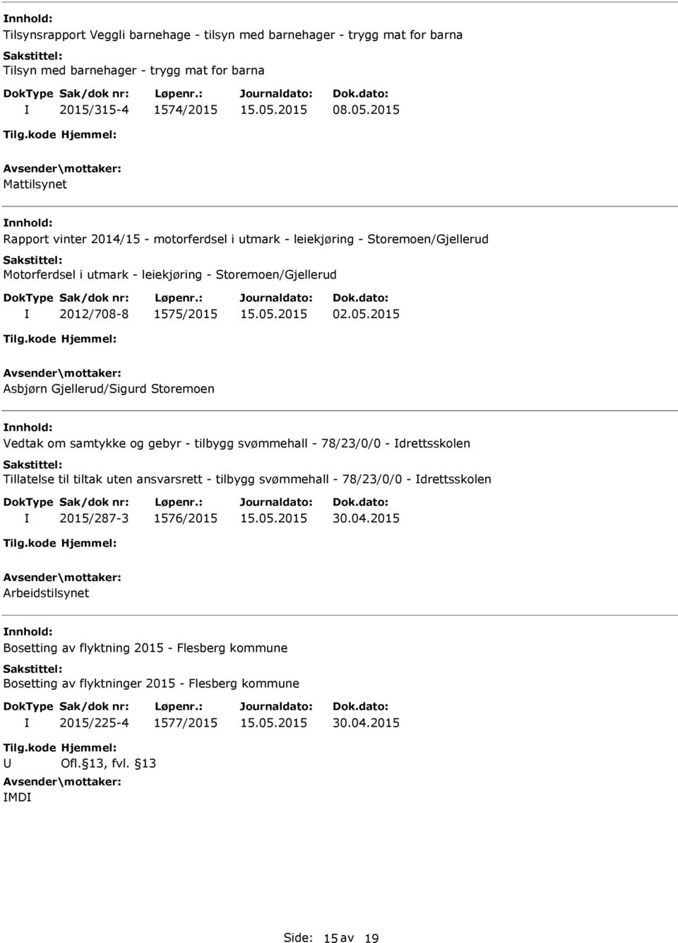 2015 Asbjørn Gjellerud/Sigurd Storemoen nnhold: Vedtak om samtykke og gebyr - tilbygg svømmehall - 78/23/0/0 - drettsskolen Tillatelse til tiltak uten ansvarsrett - tilbygg svømmehall - 78/23/0/0 -