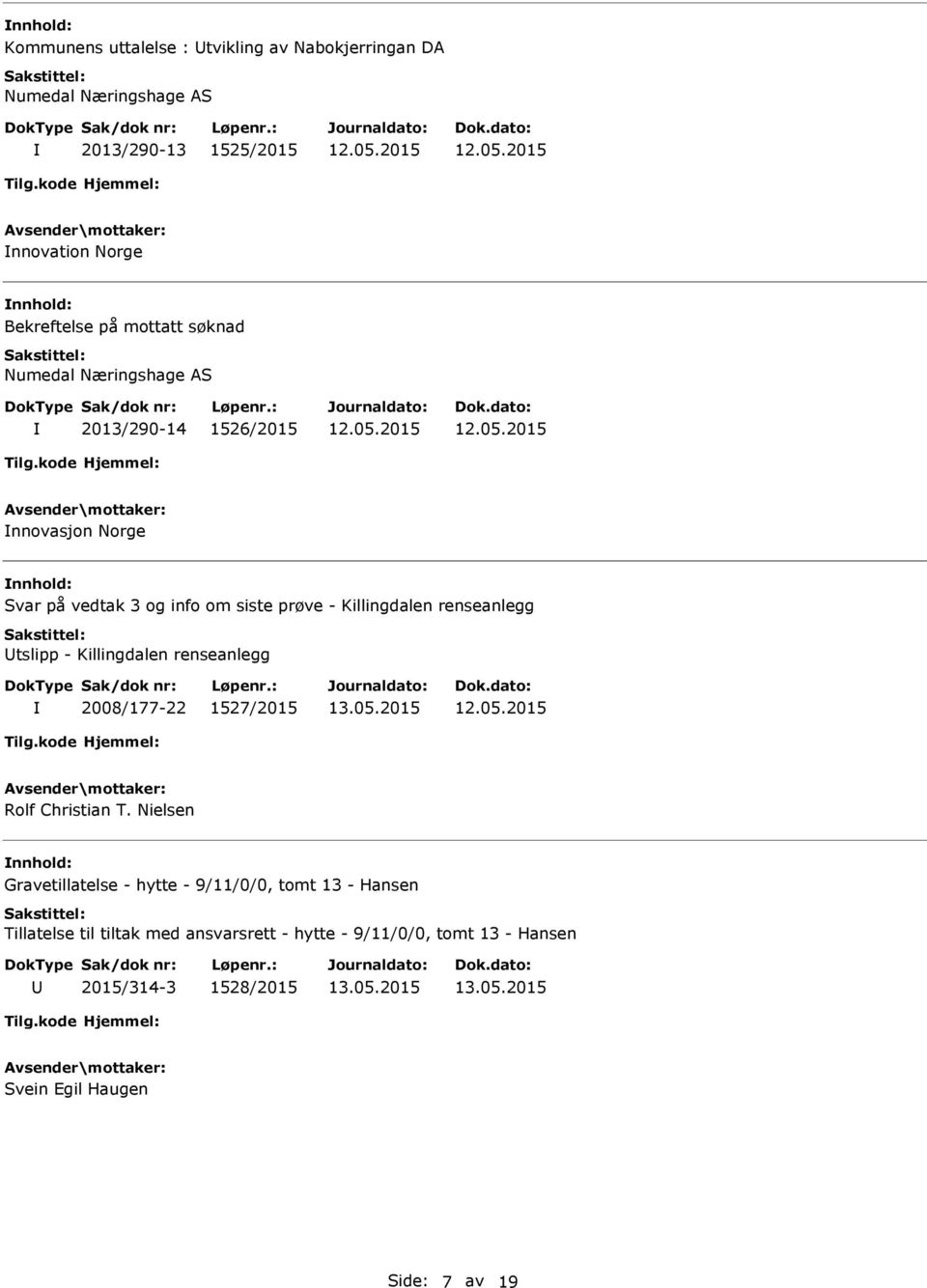 renseanlegg tslipp - Killingdalen renseanlegg 2008/177-22 1527/2015 Rolf Christian T.