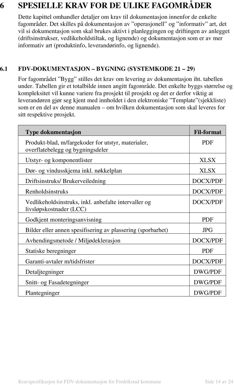 lignende) og dokumentasjon som er av mer informativ art (produktinfo, leverandørinfo, og lignende). 6.