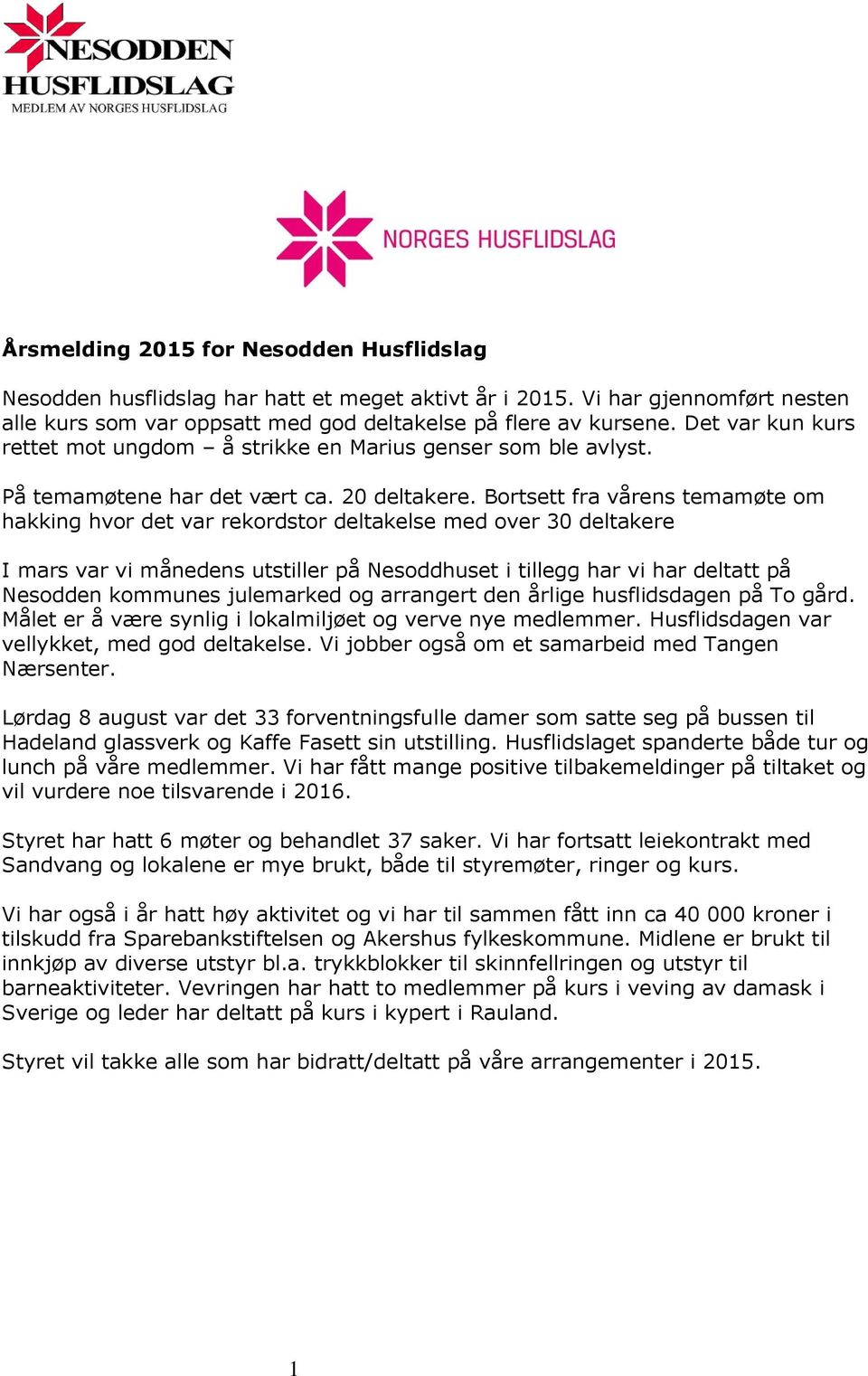 Bortsett fra vårens temamøte om hakking hvor det var rekordstor deltakelse med over 30 deltakere I mars var vi månedens utstiller på Nesoddhuset i tillegg har vi har deltatt på Nesodden kommunes