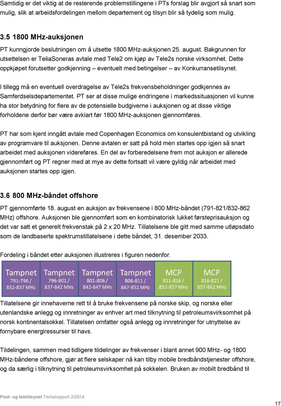 Dette oppkjøpet forutsetter godkjenning eventuelt med betingelser av Konkurransetilsynet. I tillegg må en eventuell overdragelse av Tele2s frekvensbeholdninger godkjennes av Samferdselsdepartementet.