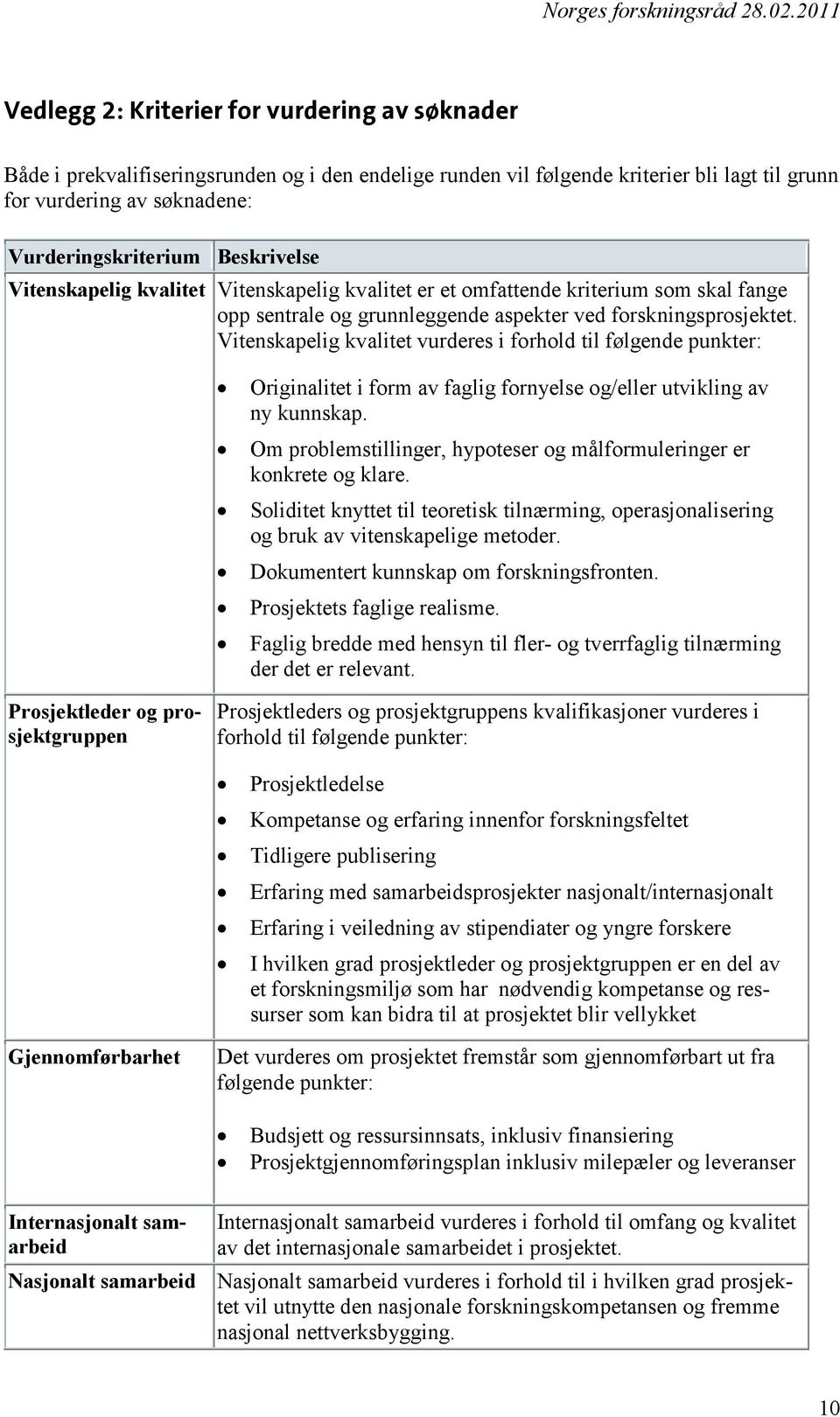 Vitenskapelig kvalitet vurderes i forhold til følgende punkter: Originalitet i form av faglig fornyelse og/eller utvikling av ny kunnskap.