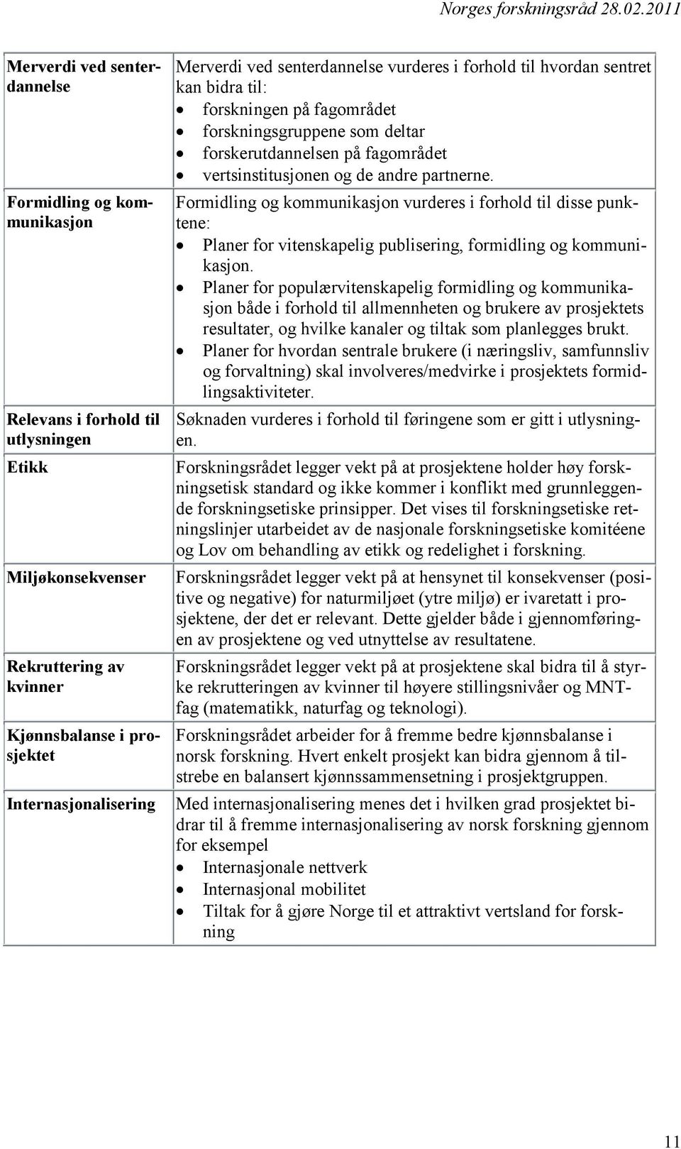 Formidling og kommunikasjon vurderes i forhold til disse punktene: Planer for vitenskapelig publisering, formidling og kommunikasjon.