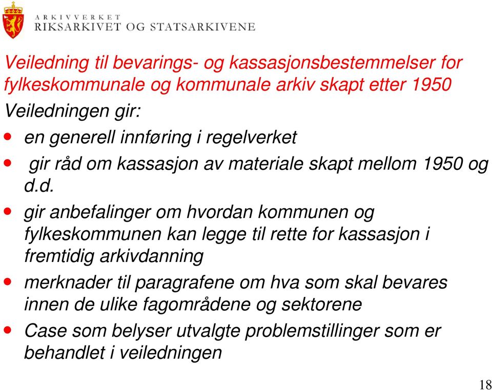 om kassasjon av materiale skapt mellom 1950 og d.