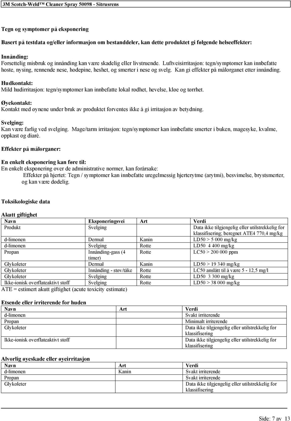 Hudkontakt: Mild hudirritasjon: tegn/symptomer kan innbefatte lokal rødhet, hevelse, kløe og tørrhet.