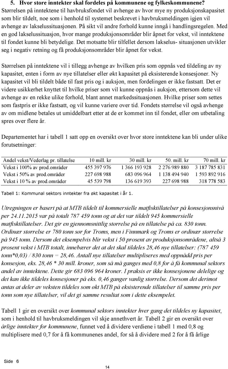 lakselussituasjonen. På sikt vil andre forhold kunne inngå i handlingsregelen.