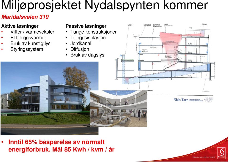 Passive løsninger Tunge konstruksjoner Tilleggsisolasjon Jordkanal Diffusjon