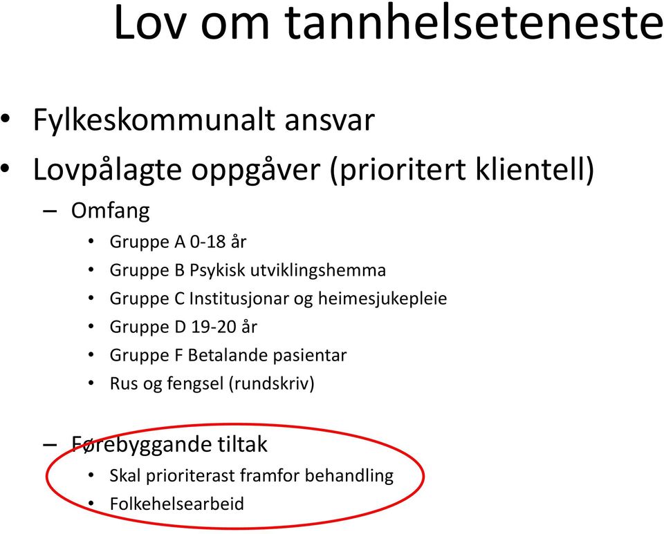 Institusjonar og heimesjukepleie Gruppe D 19-20 år Gruppe F Betalande pasientar Rus