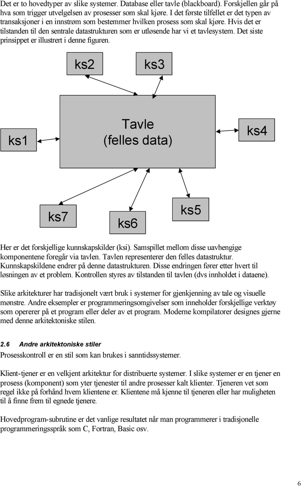 Hvis det er tilstanden til den sentrale datastrukturen som er utløsende har vi et tavlesystem. Det siste prinsippet er illustrert i denne figuren.