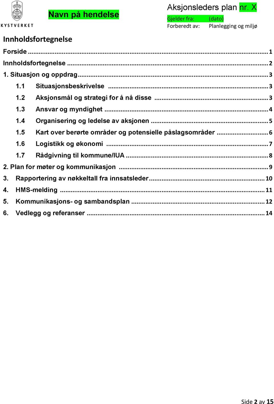 5 Kart over berørte områder og potensielle påslagsområder... 6 1.6 Logistikk og økonomi... 7 1.7 Rådgivning til kommune/iua... 8 2.