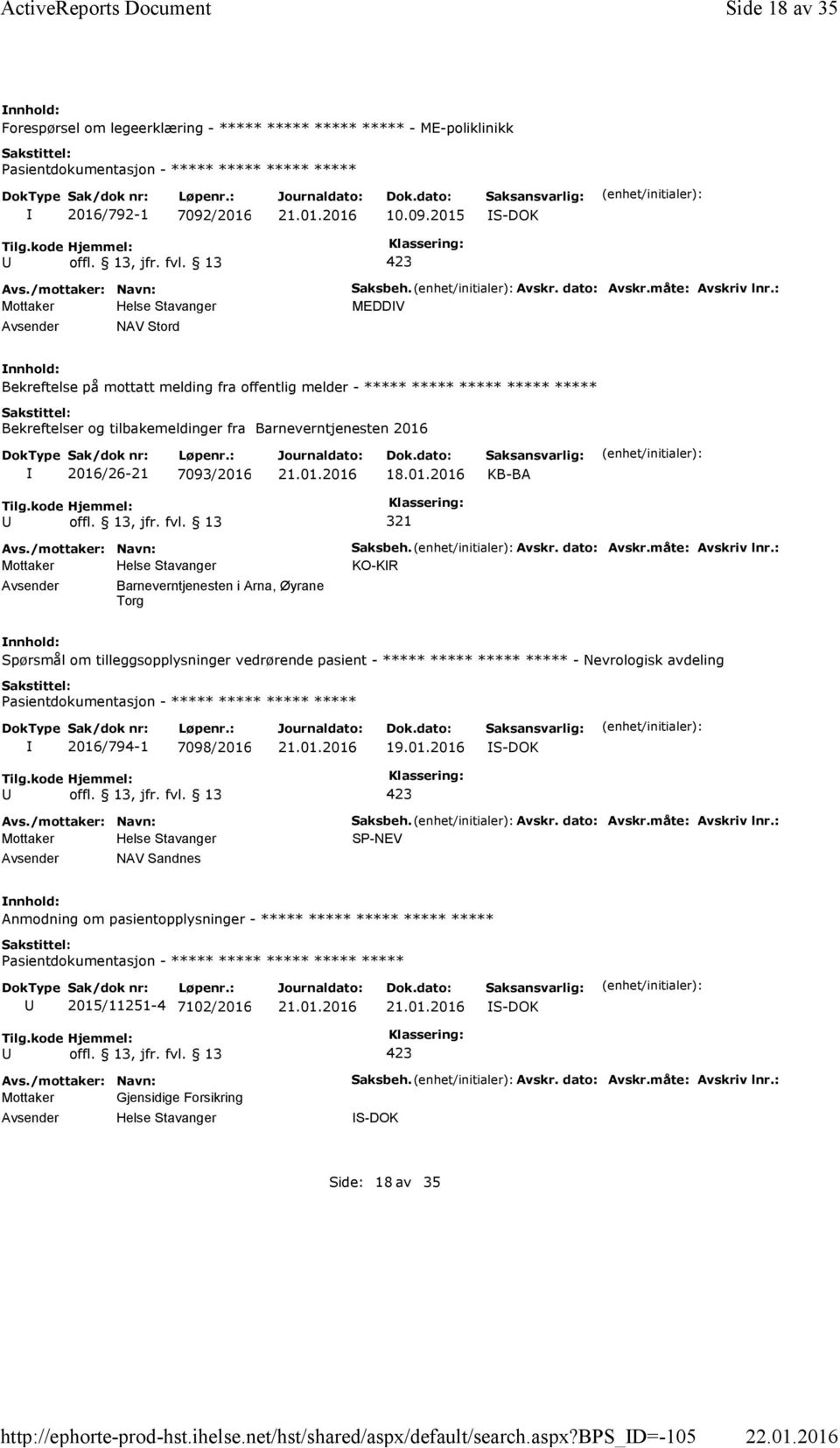 : MEDDV Bekreftelse på mottatt melding fra offentlig melder - ***** ***** ***** ***** ***** Bekreftelser og tilbakemeldinger fra Barneverntjenesten 2016