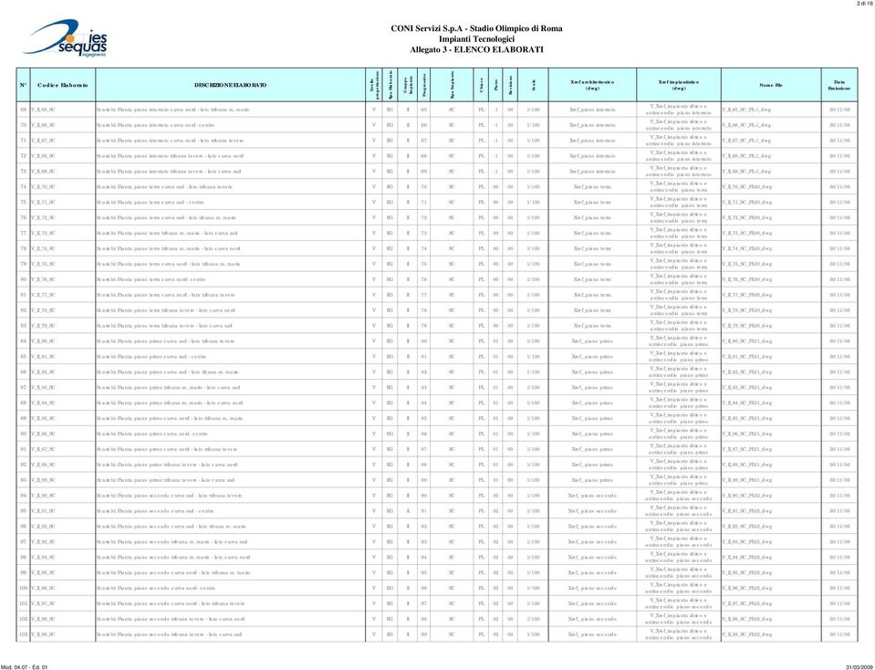 curva nord - lato tribuna tevere V EG II 67 SC PL -1 00 1/100 Xref_piano into 72 V_II_68_SC Scarichi: Pianta piano into tribuna tevere - lato curva nord V EG II 68 SC PL -1 00 1/100 Xref_piano into