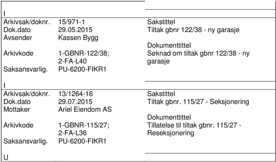 Søknad om tiltak gbnr 122/38 - ny garasje Arkivsak/doknr. 13/1264-16 Sakstittel Dok.dato 29.07.