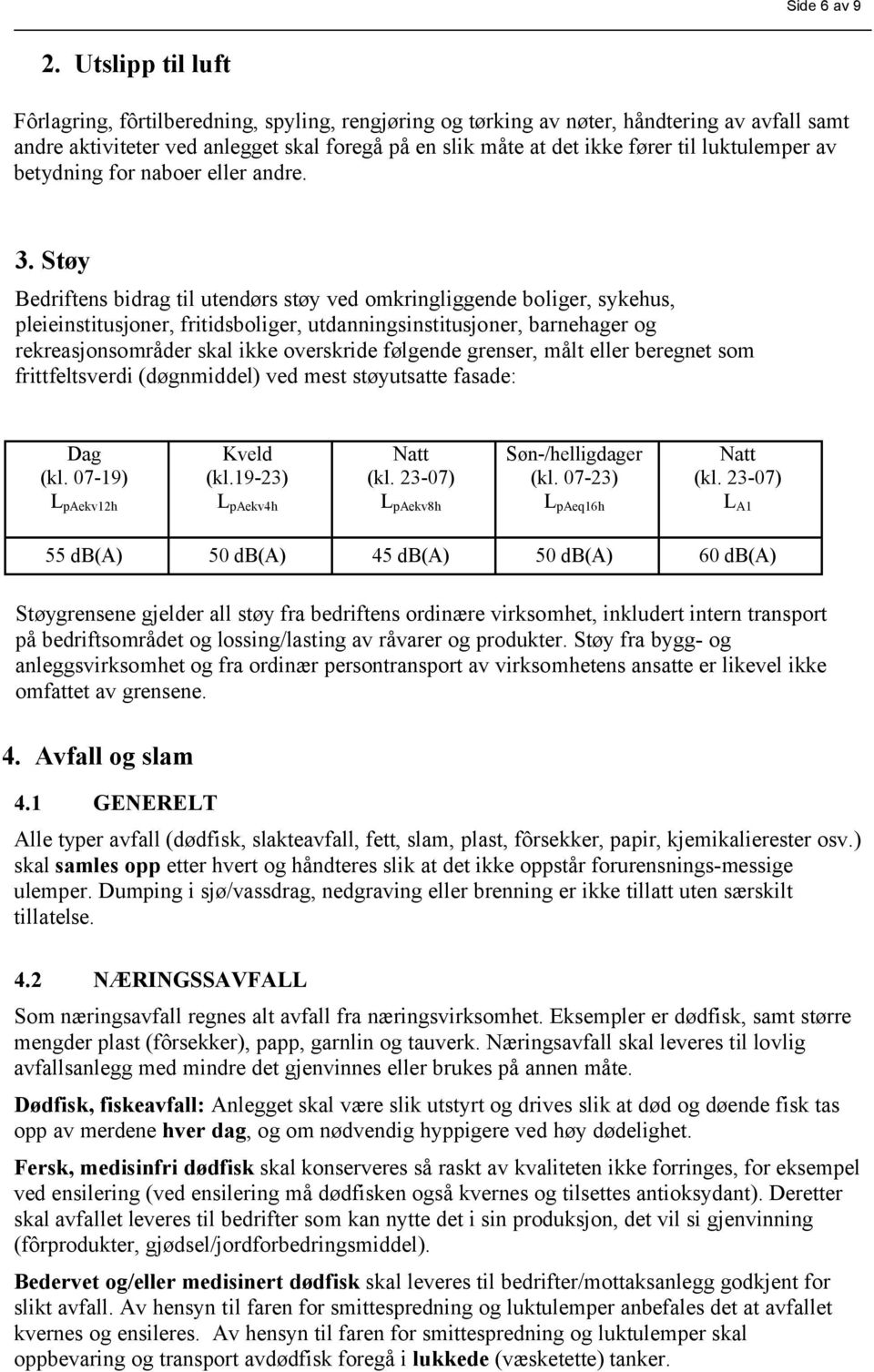 luktulemper av betydning for naboer eller andre. 3.